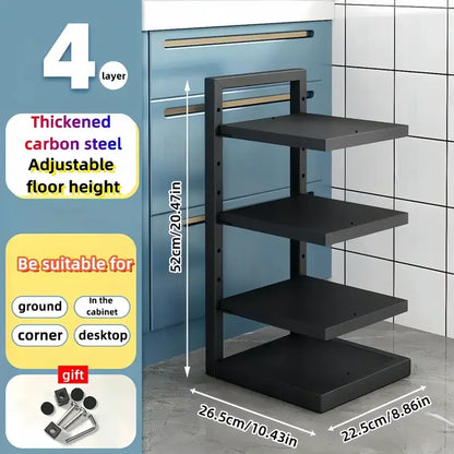 Adjustable Stainless Steel Pot Rack Organizer – Multi-Layer Kitchen Pan & Lid Storage Stand