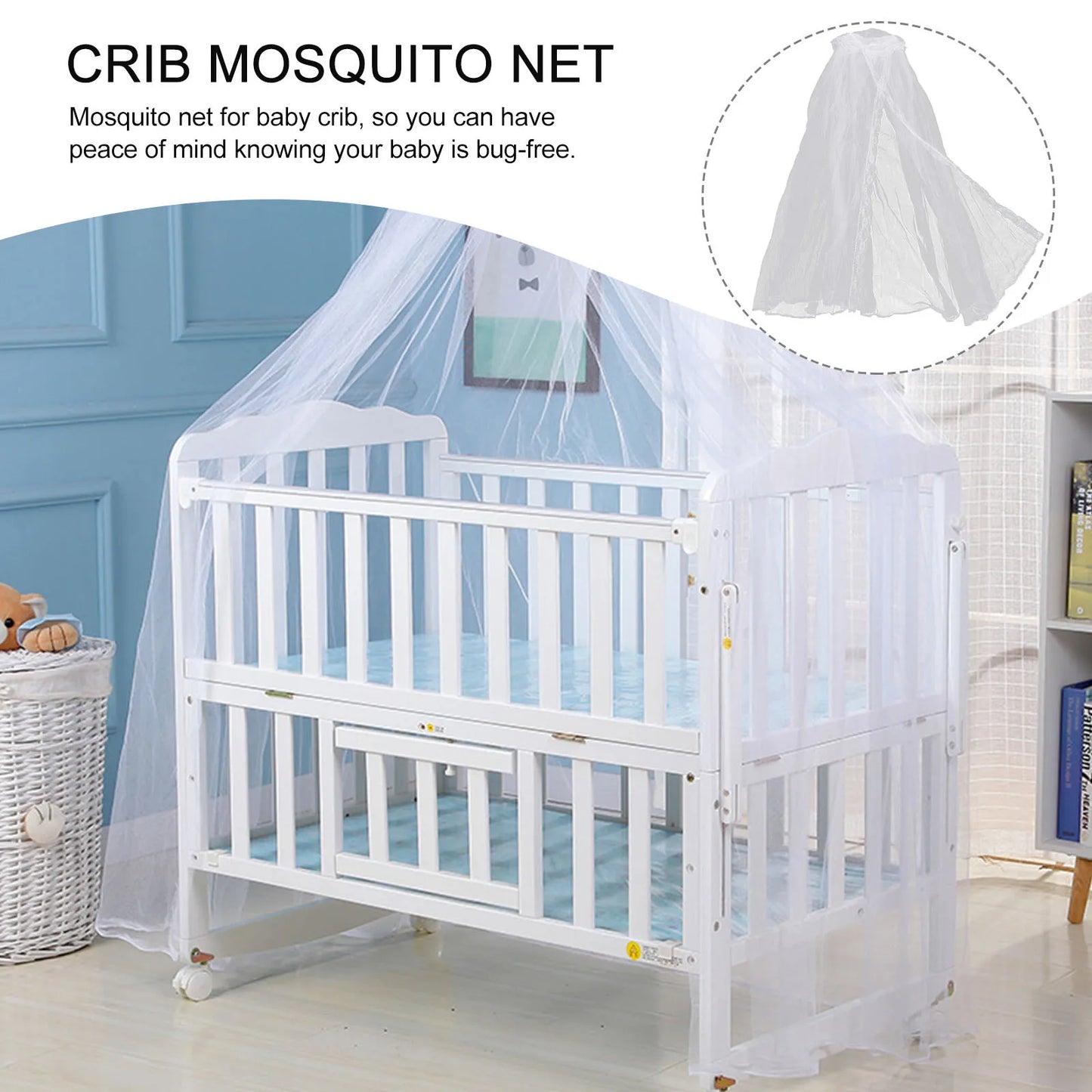 Baby Crib Mosquito Net Dome Foldable Mesh Netting Breathable Protective Net for Infant Bed Nursery Crib Canopy