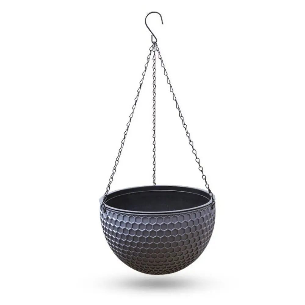 New Plastic Imitation Weaving Flower Pot Self Absorbent Outdoor Hydroponic Flowerpot Garden Decoration Hanging Flower Basket
