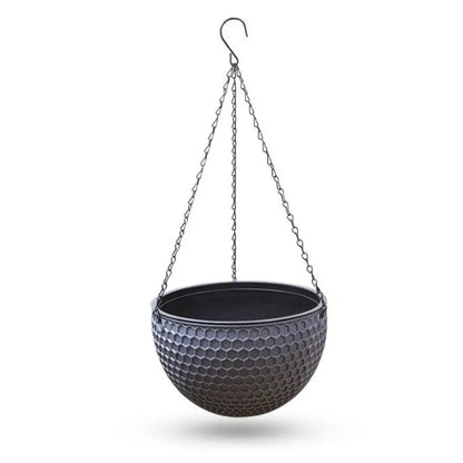 New Plastic Imitation Weaving Flower Pot Self Absorbent Outdoor Hydroponic Flowerpot Garden Decoration Hanging Flower Basket