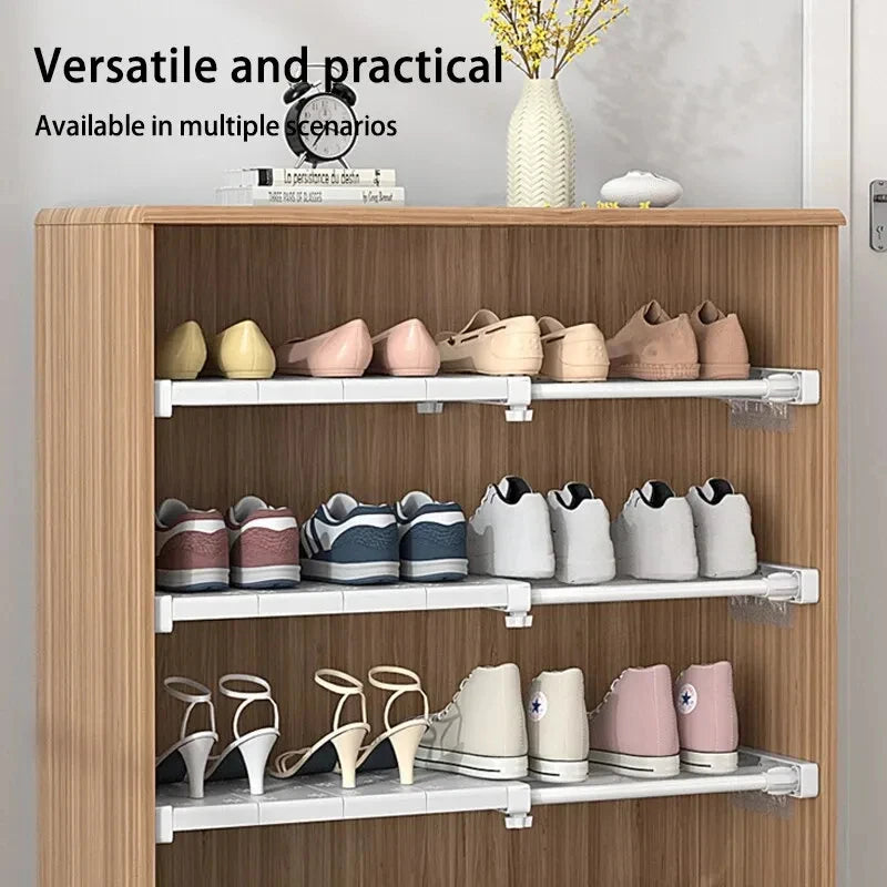 White Expandable Divider Punch-Free Retractable Multi-Layer Shelf – Wardrobe, Kitchen & Bathroom Storage Organizer