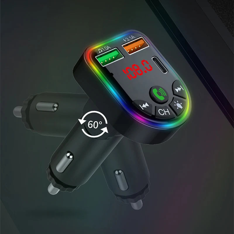 Car Bluetooth Adapter Type-C Dual USB Car Charger MP3 Music Player 5.3 FM Transmitter Handsfree Calling Audio Car Adapter