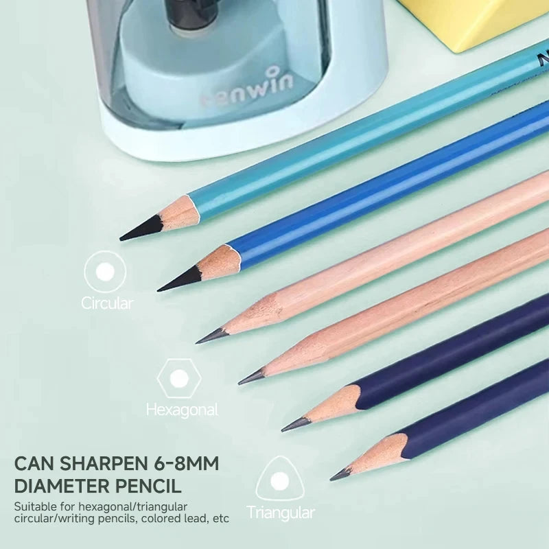 Tenwin Electric & Manual 2-in-1 Pencil Sharpener – Portable Safe Auto Blade Sharpener for Students & Artists
