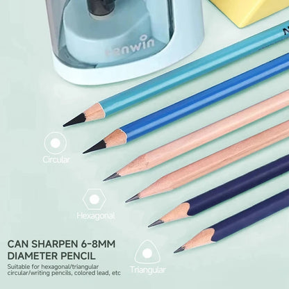 Tenwin Electric & Manual 2-in-1 Pencil Sharpener – Portable Safe Auto Blade Sharpener for Students & Artists