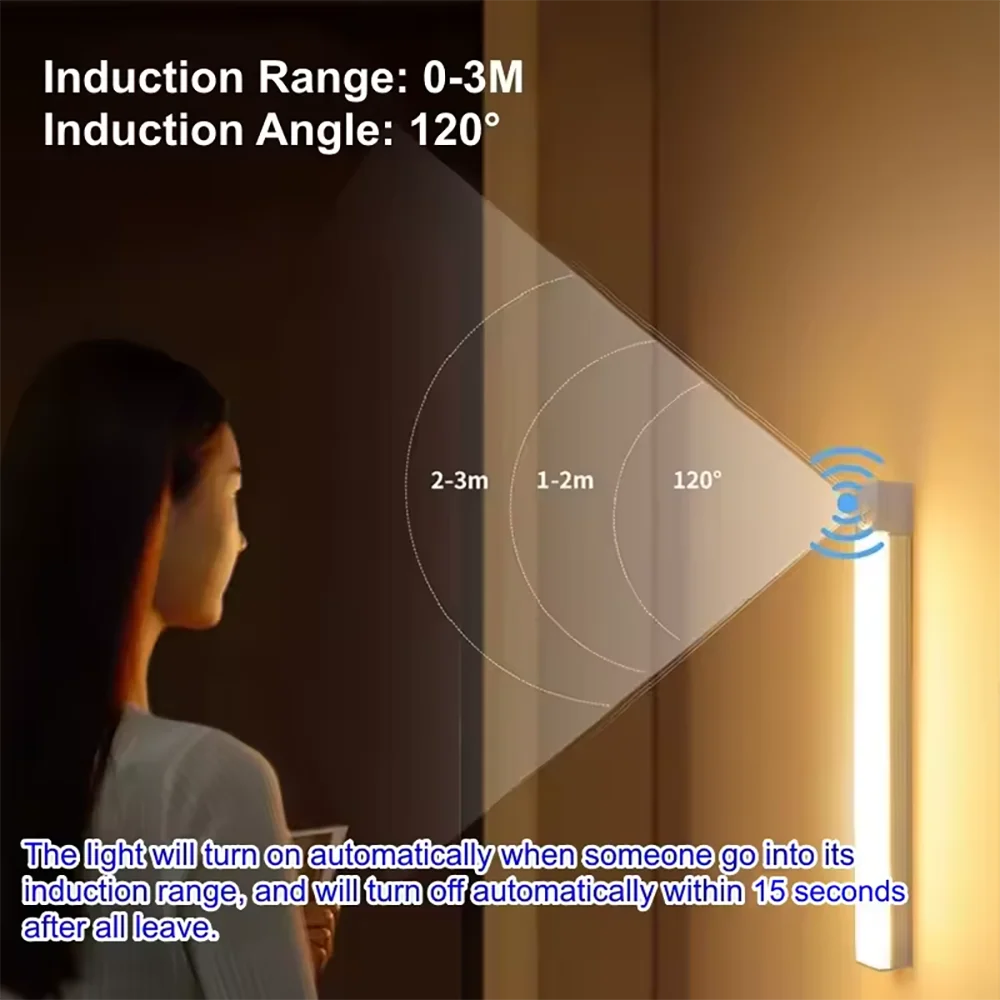 LED Bar Light Motion Sensor Night light Wireless Under Cabinet Lights For Kitchen Closet Cabinet Wardrobe Lighting Cabinet Light