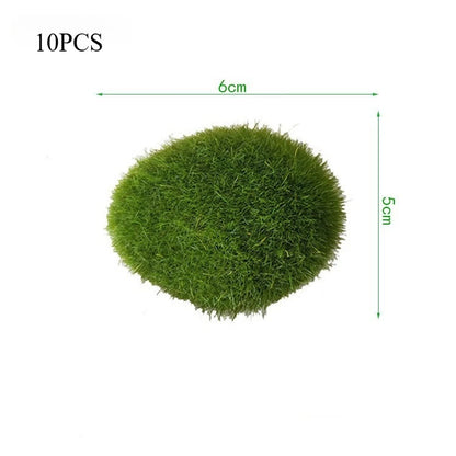 10PCS Artificial Moss Stones – Green Decorative Moss Balls for Home, Garden & Floral Arrangements