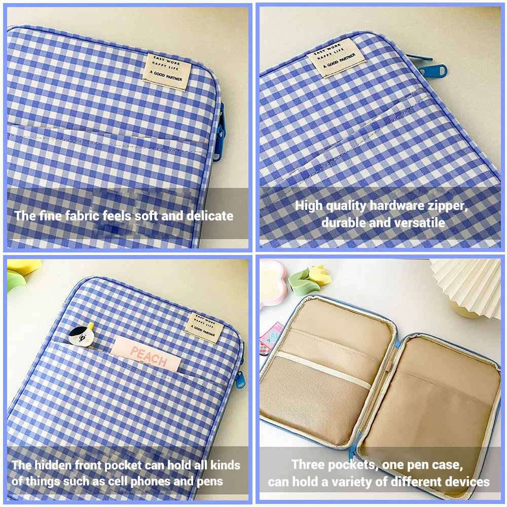 Cute Tablet Sleeve Bag 7.9-12.9 Inch Handbag Case – Shockproof Multi-Pocket Sleeve for iPad Pro, Samsung, Xiaomi