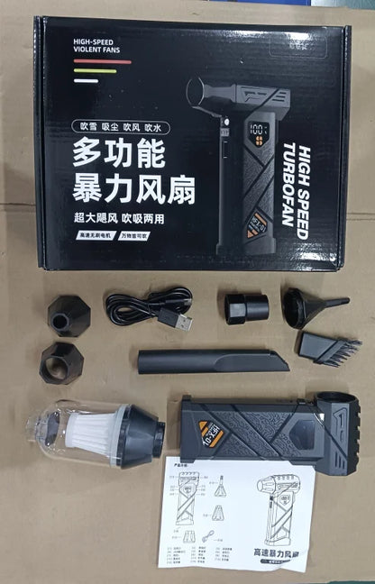 Turbo Air Blower 99WRPM Compressed Air Duster 100-gear speed regulation Blow and Suction Powerful Violent Fan With LED Lighting