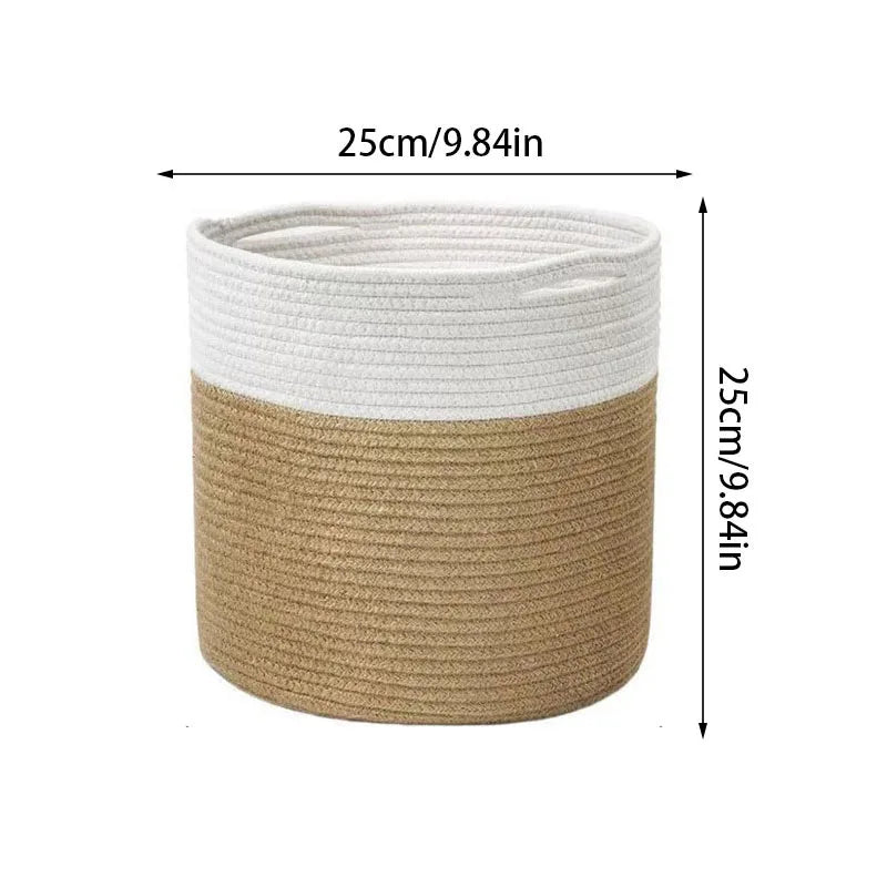 Handmade Cotton Rope Woven Basket – Foldable Storage Flower Pot Organizer