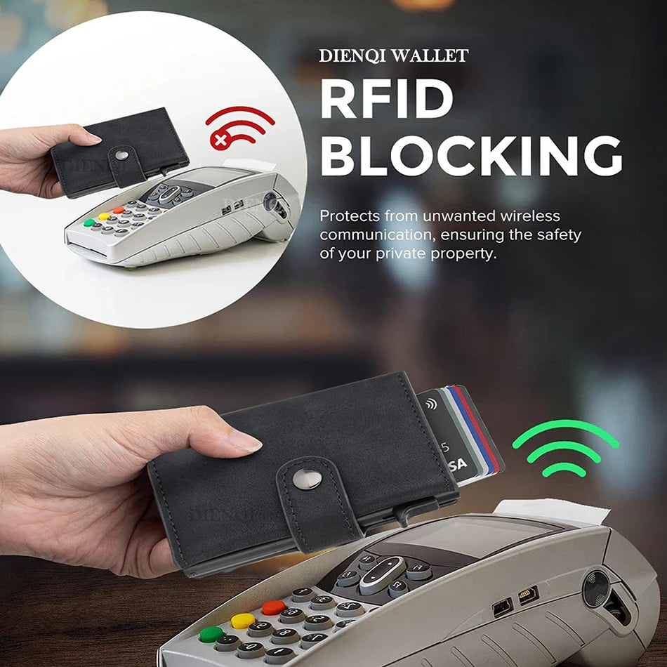 RFID Carbon Fiber Wallet with AirTag Pocket – Luxury Slim Credit Card Holder for Men