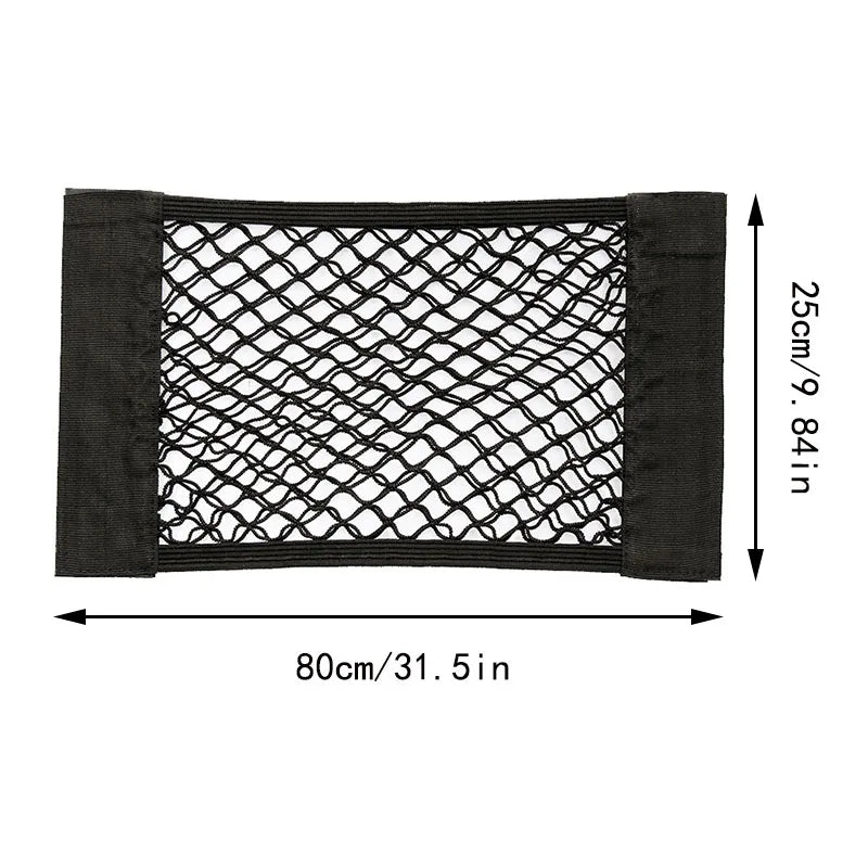 Car Trunk Mesh Organizer Universal Velcro Storage Pocket Vehicle Elastic Storage Bag Automotive Mesh Interior Accessories