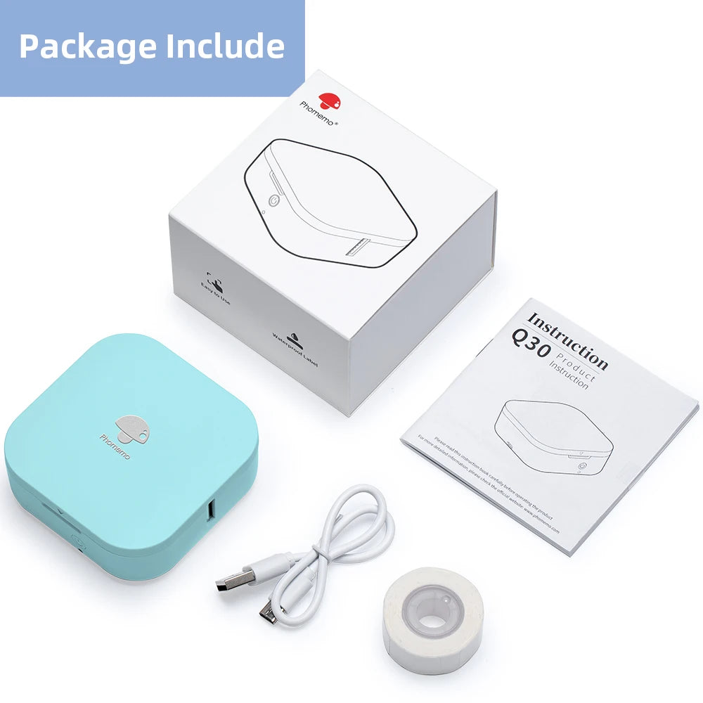 Zodzi Q30 Label Printer Mini Printer Pocket Thermal Label Maker Wireless Sticker Pocket Portable Printer Various Label Paper