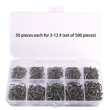 1000Pcs High Carbon Steel Barbed Fishing Hooks – Sharp & Durable Hook Set for Rock Fishing & Tackle Gear
