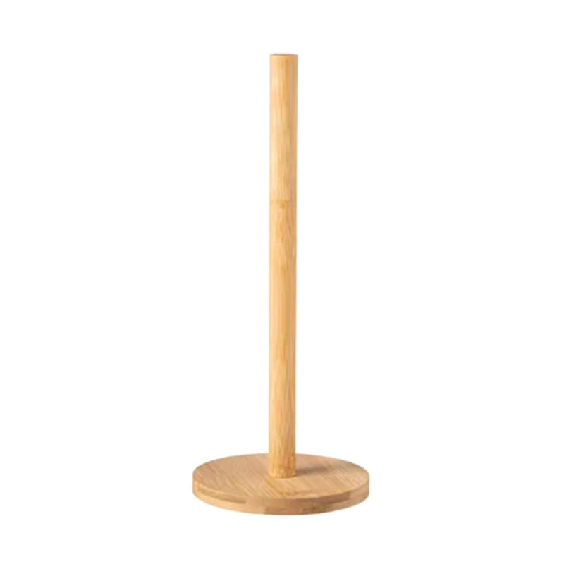 Bamboo Paper Towel Holder – Vertical Wooden Roll Rack for Kitchen & Bathroom