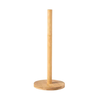 Bamboo Paper Towel Holder – Vertical Wooden Roll Rack for Kitchen & Bathroom