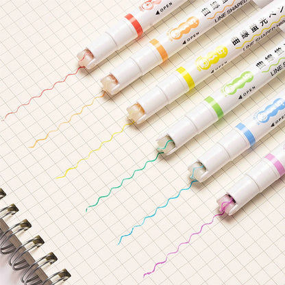 6Pcs/Set Flower Shape Outline Pens Highlighter Marker Curve Roller Tip Pen Cute Stationery Kawaii Graffiti School Acsesories