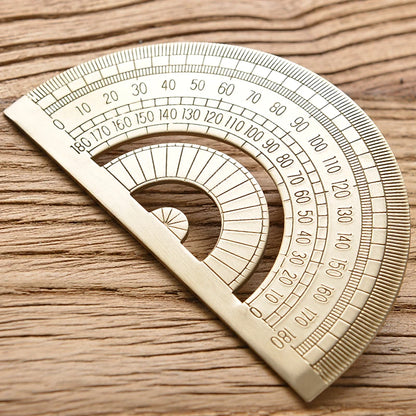 Retro Brass Straight Rulers – Metal Triangle Ruler & Protractor for School & Office Use