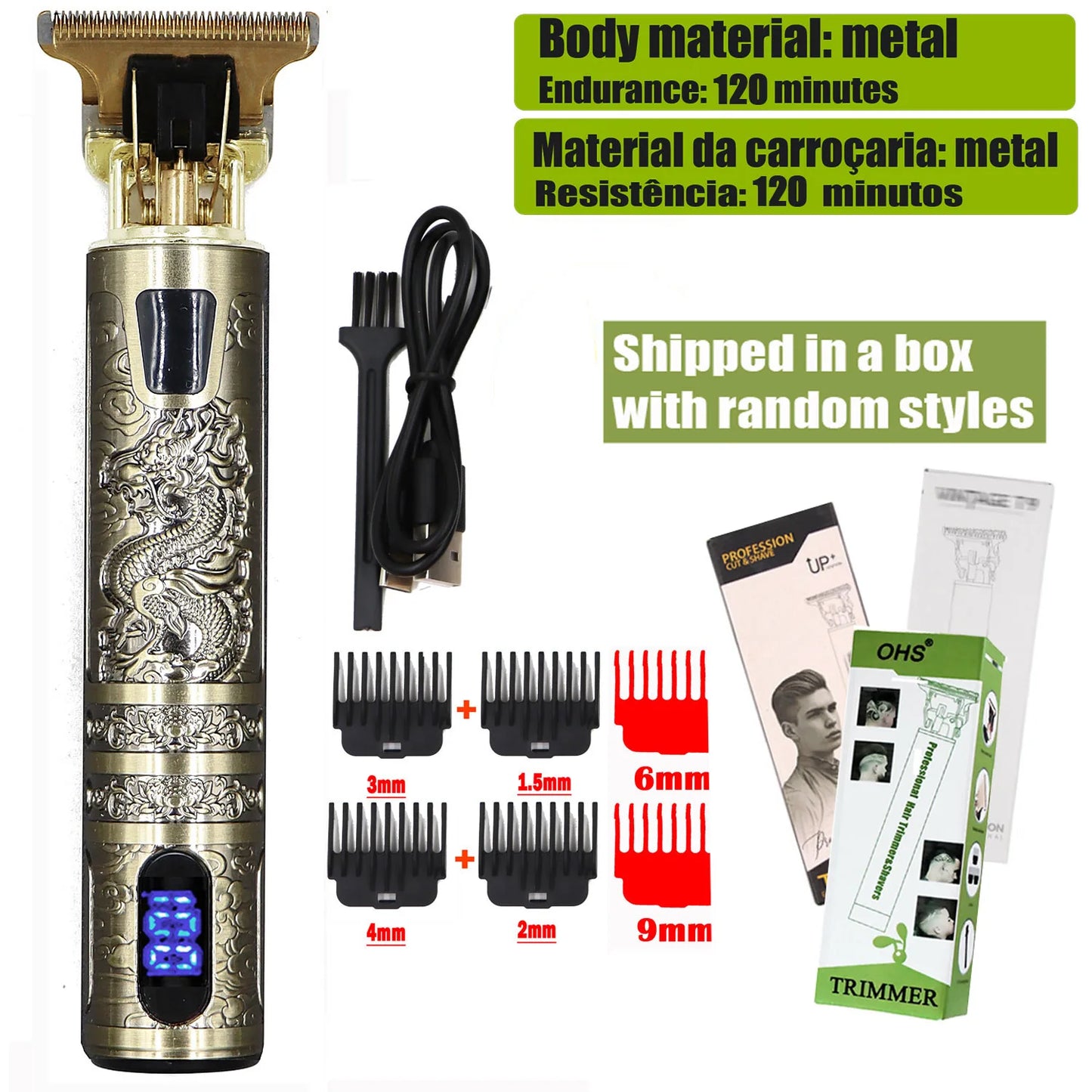 Hot Sale Vintage T9 Electric Cordless Hair Cutting Machine Professional Hair Barber Trimmer For Men Clipper Shaver Beard Lighter