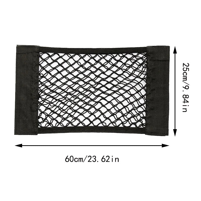 Car Trunk Mesh Organizer Universal Velcro Storage Pocket Vehicle Elastic Storage Bag Automotive Mesh Interior Accessories
