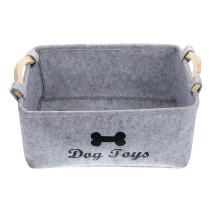 Dog Toy Basket Pet Storage Box – Felt Organizer Bin for Toys and Accessories