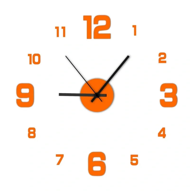 Frameless DIY Wall Clock – Modern Acrylic Silent Timepiece for Living Room, Bedroom & Office Décor