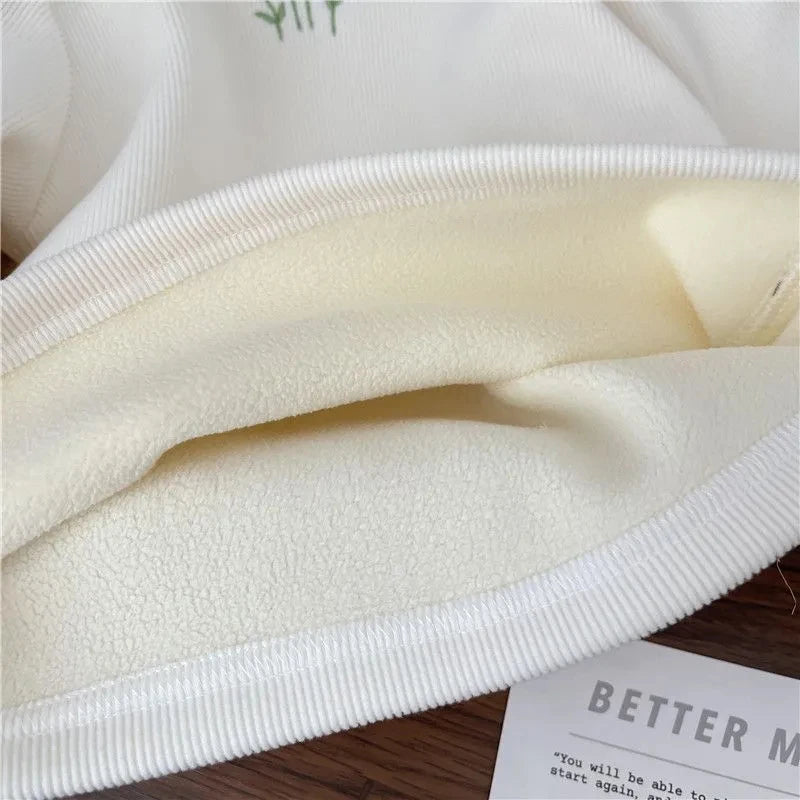 Baby Girls Winter Thickened Sweater – Warm Puff Sleeve Embroidered Top for Kids 1-6 Years