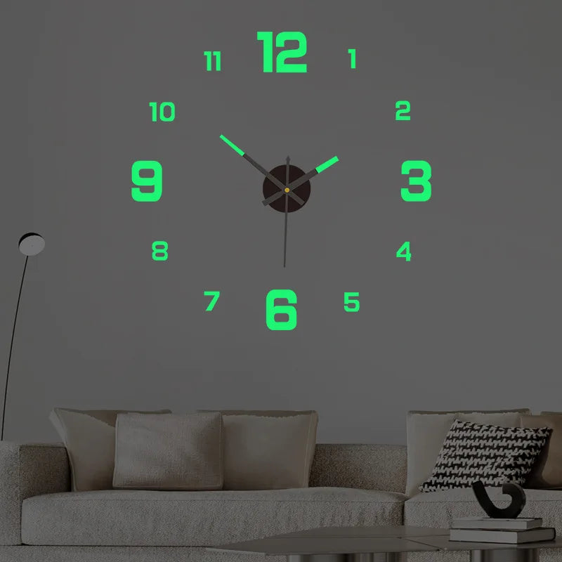 DIY Luminous 3D Wall Clock – Frameless Digital Clock for Modern Living Room & Bedroom Decor