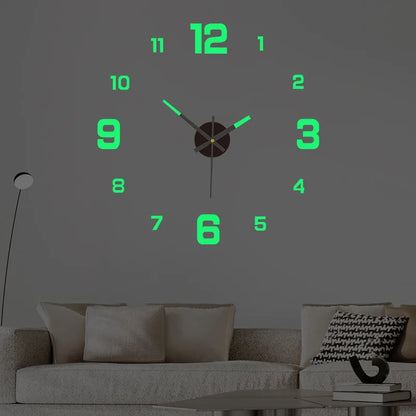DIY Luminous 3D Wall Clock – Frameless Digital Clock for Modern Living Room & Bedroom Decor