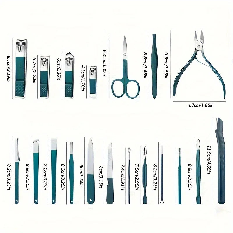 Professional 7/10/12/18 Piece Stainless Steel Nail Care Kit – Manicure & Pedicure Set with Travel Case