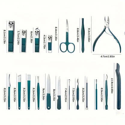 Professional 7/10/12/18 Piece Stainless Steel Nail Care Kit – Manicure & Pedicure Set with Travel Case