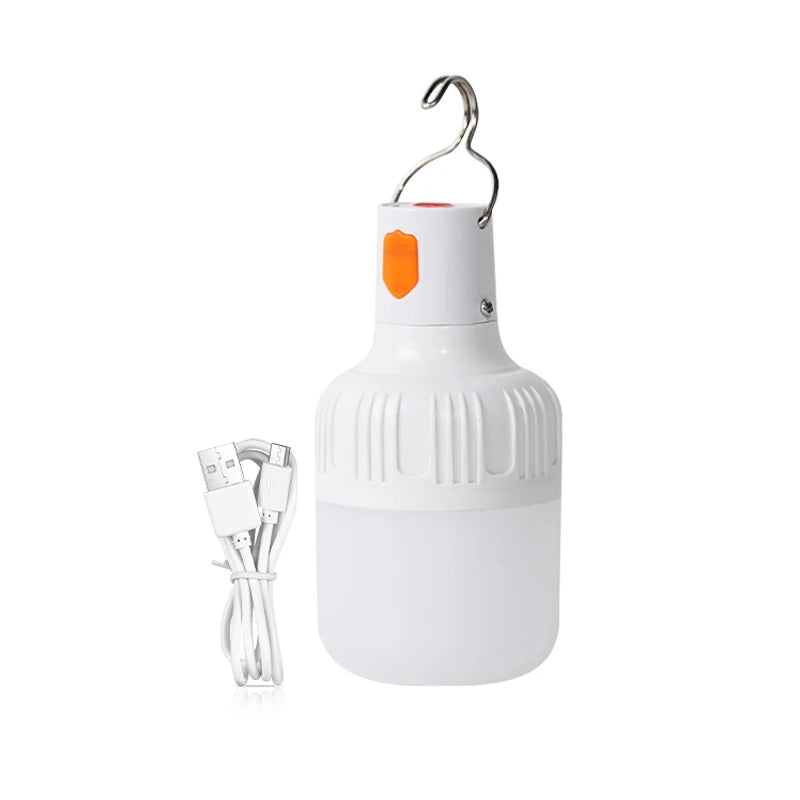 Outdoor USB Rechargeable LED Lamp Bulbs – High Brightness Emergency Light with Hook for Camping & Fishing