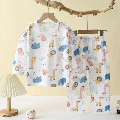 Children's Cotton Pajama Set – Long/Short Sleeve Homewear for Boys and Girls (Autumn/Winter)