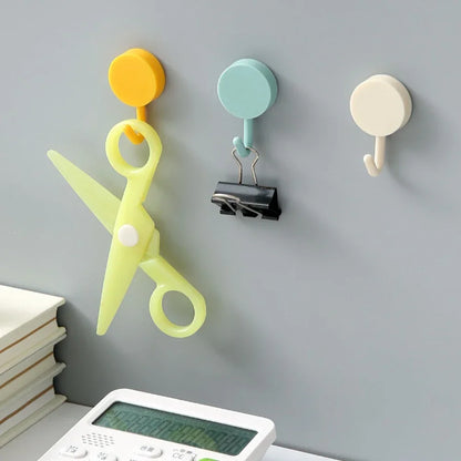 10PCS Self Adhesive Wall Hooks Strong Hold No Drilling – Multi-Color Coat, Bag, Towel Hangers for Bathroom, Kitchen & Home Storage