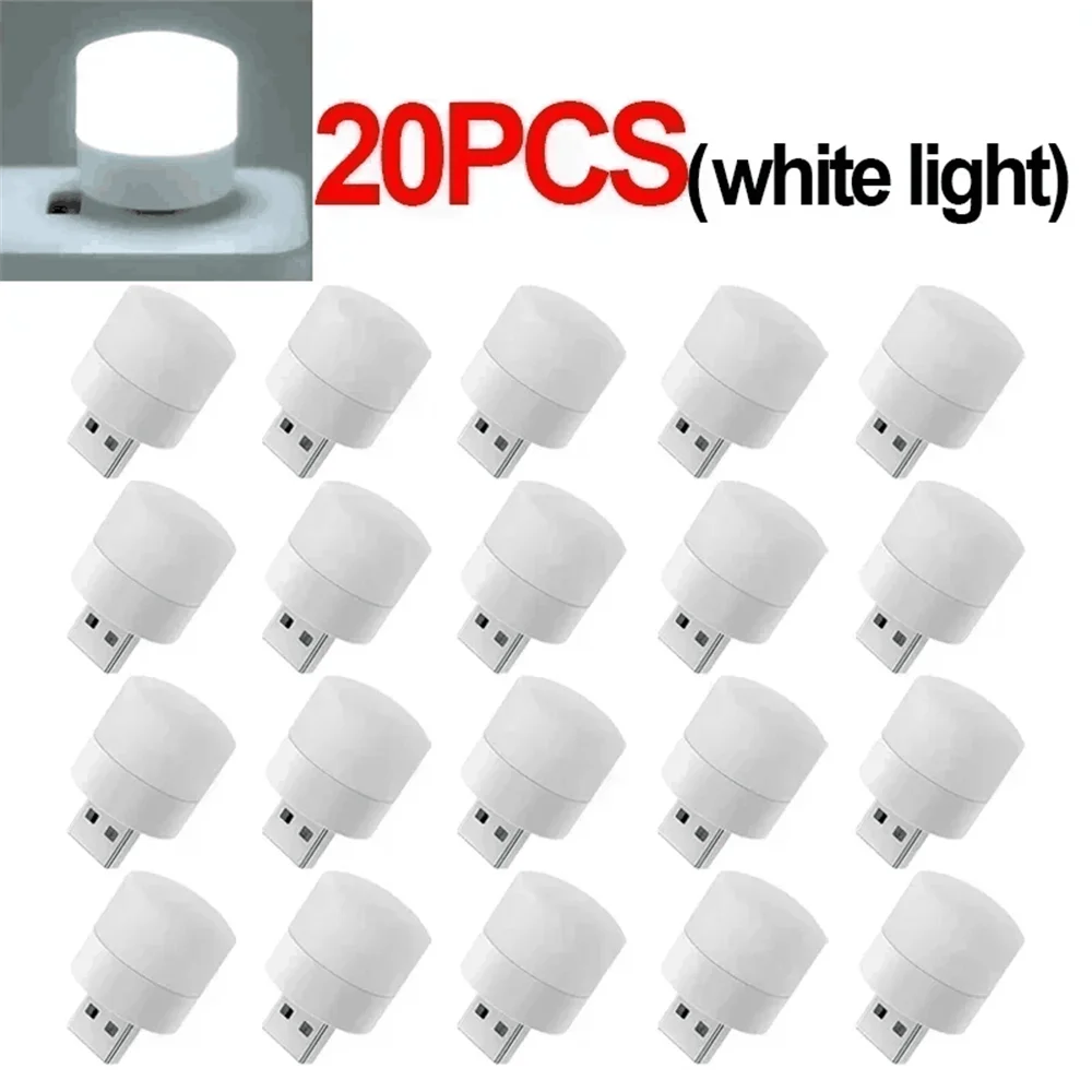 1/10Pcs Mini USB Night Light Warm White Eye Protection Book Reading Light USB Plug Computer Mobile Power Charging LED Night Lamp