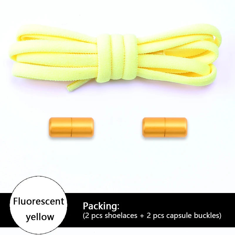 Colored Round No Tie Shoelaces – Elastic Lock Shoelaces with Matte Metal for Sneakers & Casual Shoes