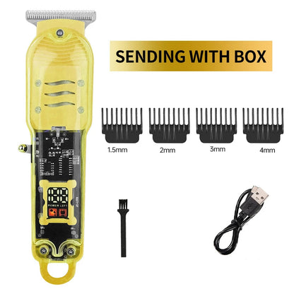 Transparent Hair Clipper with Power Display – 2023 Rechargeable Shaver for Men with Digital Screen
