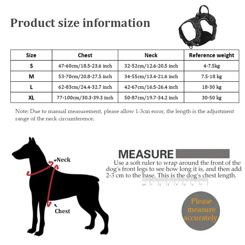 Adjustable Reflective Dog Harness – No-Pull, Breathable Pet Vest for Small to Large Dogs