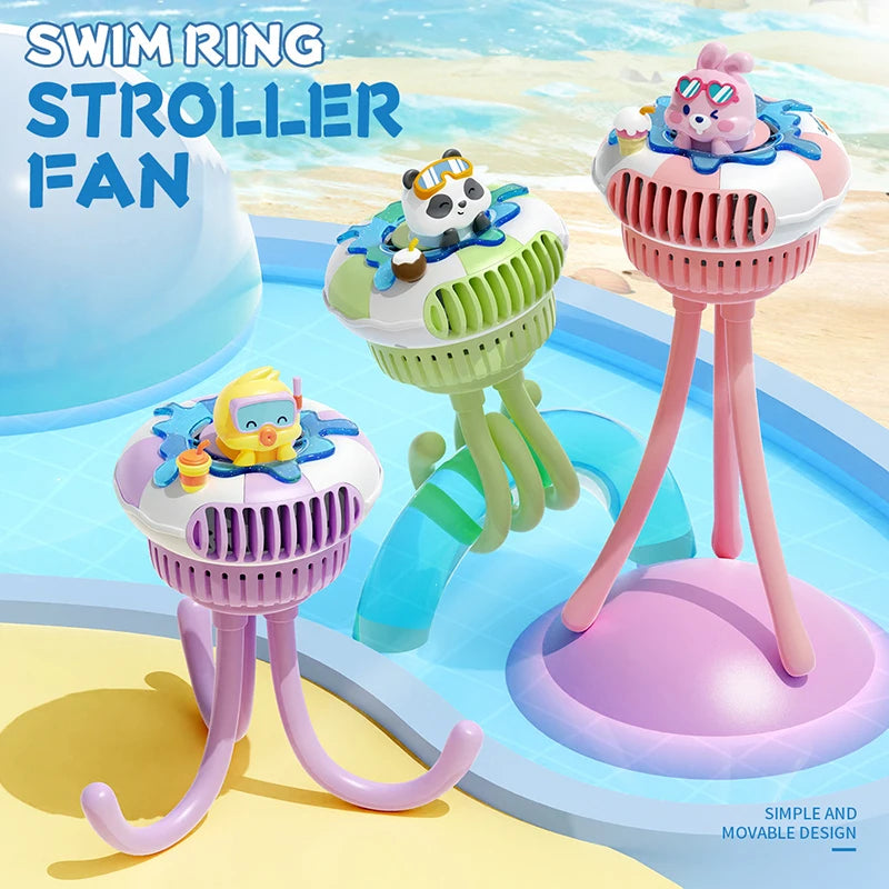 Mini Portable Baby Stroller Fan – USB Rechargeable 3-Speed Flexible Octopus Clip-On Fan