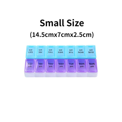 7-Day Travel Pill Organizer – Portable Weekly Pill Case with 14 Grids for Vitamins & Medications