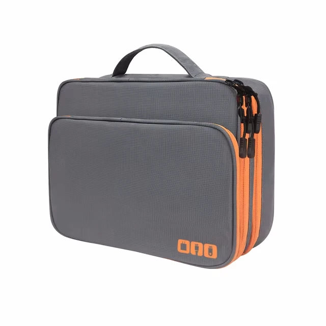Multi-Layer Cable Storage Bag – Portable Electronic Accessories Organizer Case for iPad Cable & Charger, XL Size 30x23x10cm