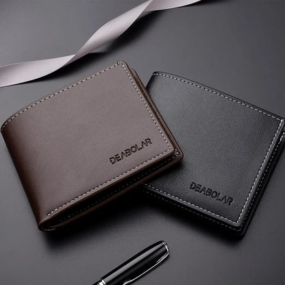 PU Leather Men’s Thin Folding Wallet – Compact Credit Card Holder with Classic England Style