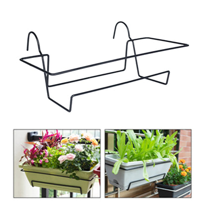 Balcony Railing Hanging Planter – 6L Plastic Window Box with Tray & Rack