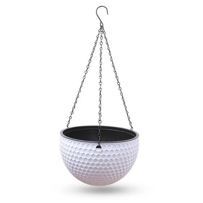 New Plastic Imitation Weaving Flower Pot Self Absorbent Outdoor Hydroponic Flowerpot Garden Decoration Hanging Flower Basket