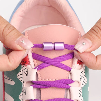 Colored Round No Tie Shoelaces – Elastic Lock Shoelaces with Matte Metal for Sneakers & Casual Shoes