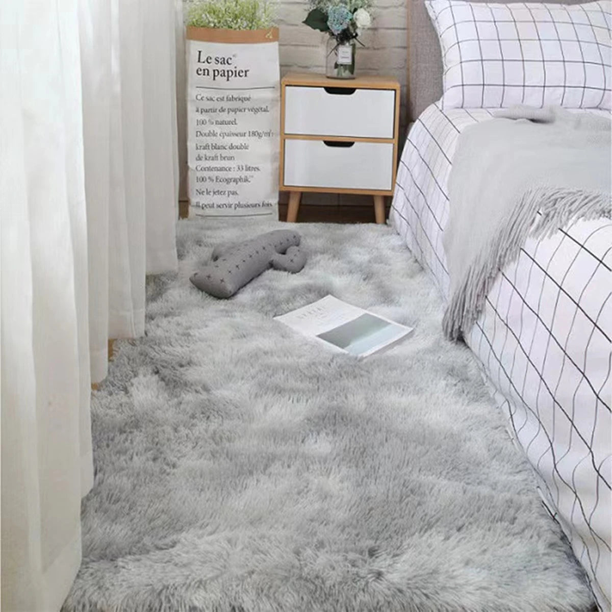 Soft Fluffy Area Rugs – Non-Slip Tie-Dyed Plush Shaggy Carpet for Bedroom & Living Room