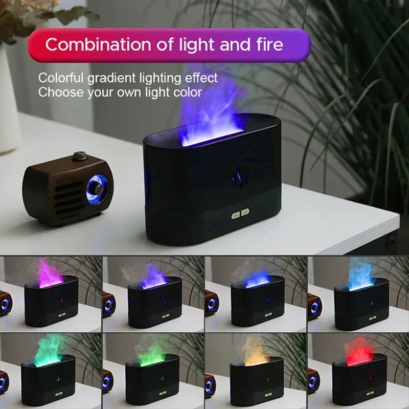 LED Ultrasonic Flame Diffuser – Color-Changing Essential Oil Lamp with Humidifier