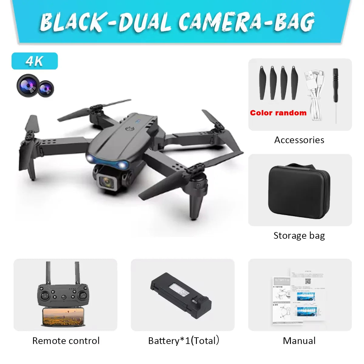 KBDFA E99Pro Drone HD Professional 8K Dual Camera WIFI FPV Quadcopter – Foldable Aerial Photography Drone