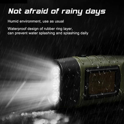 Portable LED Flashlight Tent Light – Hand Crank Dynamo & Solar Powered Torch for Camping, Hiking, and Emergency Use