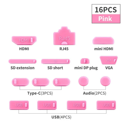 Silicone USB Type C Laptop Interface Dust Protectors Universal Notebook Anti Dust Plug For Laptop Accessories Anti-Dust Caps Set