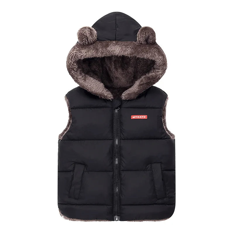 New Hooded Down Vest Coat – Thick Warm Waistcoat for Babies & Kids 2-6 Years